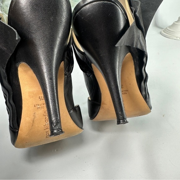 Max Kibardin Black Winged Soft Lamb Leather Heels - Size 38.5 Designer Womens - Picture 8 of 13